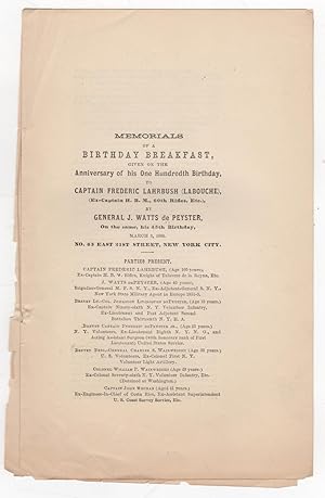 Memorials of a Birthday Breakfast, given on the Anniversary of his One Hundredth Birthday, to Cap...