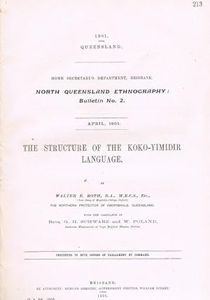 Image du vendeur pour North Queensland Ethnography: Bulletin No. 2 , April 1901: The Structure of the Koko-Yimidir Language mis en vente par Heath Hill Books Etc.