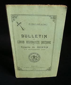 Bild des Verkufers fr BULLETIN DE L'UNION REGIONALISTE BRETONNE : CONGRES DE QUINTIN 3-8 SEPTEMBRE 1927. zum Verkauf von Librairie Franck LAUNAI