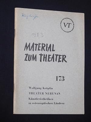 Immagine del venditore per Theater nebenan. Knstlersthetiken in osteuropischen Lndern (Material zum Theater 173, Reihe: Schauspiel, Heft 54). Herausgeber: Verband der Theaterschaffenden der Deutschen Demokratischen Republik (Beitrge zur Theorie und Praxis des sozialistischen Theaters) venduto da Fast alles Theater! Antiquariat fr die darstellenden Knste