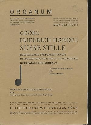 Immagine del venditore per Susse Stille : deutsche Arie fur Sopran (Tenor) mit Begleitung von Flote, Violoncello, Kontrabass und Cembalo venduto da CorgiPack