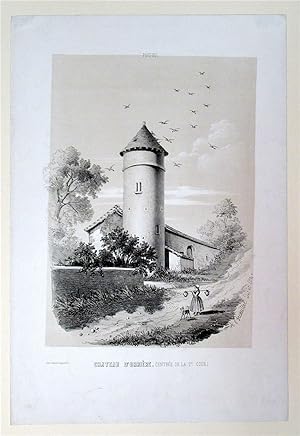 [Lithographie]. Poitou. Château d'Orrière. (Entrée de la 1re. cour). Lithographie originale signé...