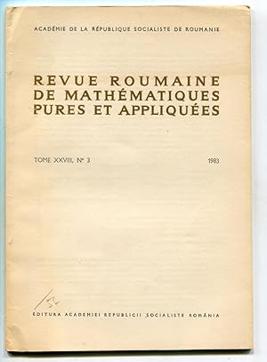 Image du vendeur pour Revue Roumaine de mathematiques pures et appliques, Tome XXVIII, No 3, 1983 mis en vente par Antikvariat Valentinska