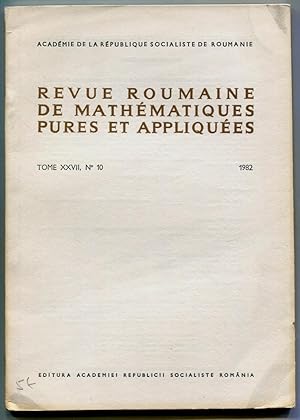 Imagen del vendedor de Revue Roumaine de mathematiques pures et appliques, Tome XXVII, No 10, 1982 a la venta por Antikvariat Valentinska