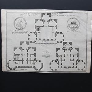 GRAVURES XVIIIe ORIGINALE * PLAN de l'OBSERVATOIRE ROYAL de PARIS *