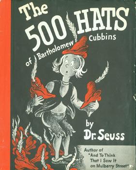 The 500 Hats of Bartholomew Cubbins. Dust Jacket for First Edition, price ($2.95) on flap inside ...