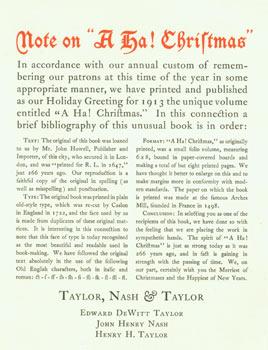 Note On "A Ha! Christmas": this book of Christmas is a sound and good perswasion for gentlemen, a...