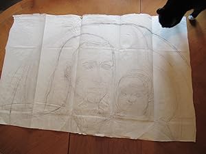 Original Drawing: Study For A Large Modernist Architectural Mural: Virgin Mary And Child