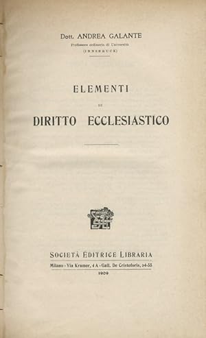 Elementi di diritto ecclesiastico.