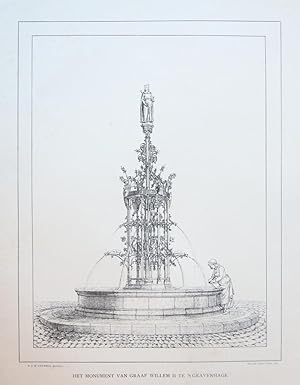 Litography: "Monument van Neerlands Onafhankelijkheid onthuld den 17 november 1869", Den Haag, pu...