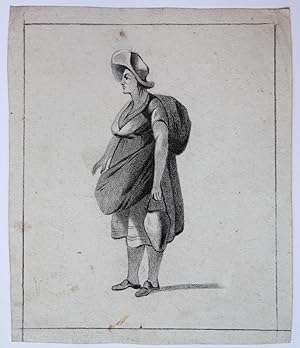 Standing peasant woman with hat.(Tekening van staande boerin met hoed).