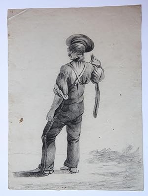 Standing man with hat. (Tekening van staande man met hoed).