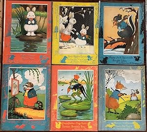 Seller image for Set of Six: Happy Jack Squirrel's Bright Idea; Baby Possum Has a Scare; Bobby Coon Has a Good Time; Bowswer the Hound Meets His Match; Peter Rabbit Learns to Use His New Coat; Grandfather Frog Fools Farmer Brown's Boy for sale by Moroccobound Fine Books, IOBA