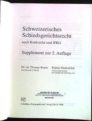 Bild des Verkufers fr Schweizerisches Schiedsgerichtsrecht nach Konkordat und IPRG. zum Verkauf von books4less (Versandantiquariat Petra Gros GmbH & Co. KG)
