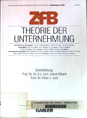 Immagine del venditore per Theorie der Unternehmung. zfb, Zeitschrift fr Betriebswirtschaft Ergnzungsheft 4/2001. venduto da books4less (Versandantiquariat Petra Gros GmbH & Co. KG)
