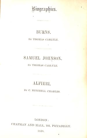 Immagine del venditore per Biographies: Burns; Samuel Johnson; Alfieri venduto da WeBuyBooks