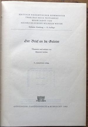 Bild des Verkufers fr Der Brief an die Galater. zum Verkauf von Antiquariat Lohmann