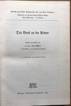 Imagen del vendedor de Der Brief an die Rmer. a la venta por Antiquariat Lohmann