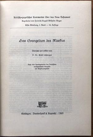 Seller image for Das Evangelium des Markus. for sale by Antiquariat Lohmann