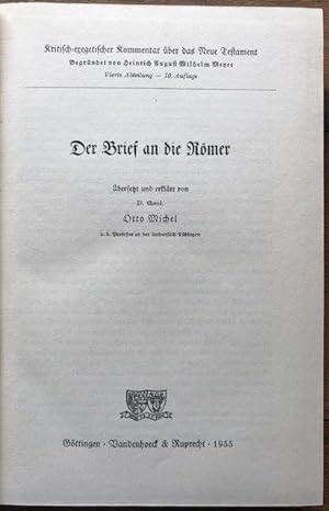 Imagen del vendedor de Der Brief an die Rmer. a la venta por Antiquariat Lohmann