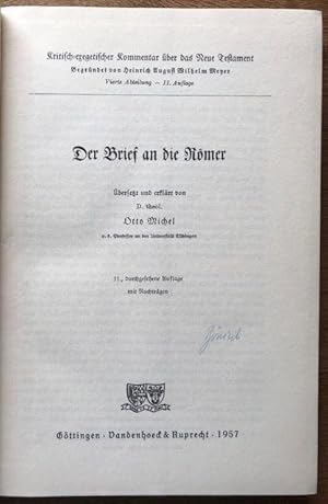 Imagen del vendedor de Der Brief an die Rmer. a la venta por Antiquariat Lohmann