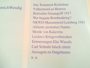 Bild des Verkufers fr Richtigstellungen zur Zeitgeschichte Heft Heft 14 - Themen z.B.:Das Testament Richelieus / Vlkermord an Hereros / Britische Gasangriff 1917 usw. zum Verkauf von Antiquariat Ehbrecht - Preis inkl. MwSt.