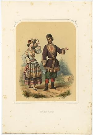 Antique Costume Print of Russia by A. Lacouchie (c.1850)