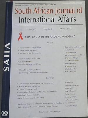 Bild des Verkufers fr South African Journal of International Affairs Volume 7 , Number 2, Winter 2000 (Issues In The Global Pandemic) zum Verkauf von Chapter 1