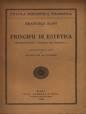 Bild des Verkufers fr Principii di estetica zum Verkauf von Librodifaccia