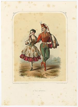 Antique Costume Print by A. Lacouchie (c.1850)