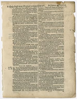 [LEAF FROM THE ELIOT INDIAN BIBLE, FIRST EDITION, FROM THE BOOK OF ISAIAH (LEAF [LLLL]; CHAPTERS ...
