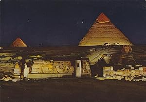 Bild des Verkufers fr POSTAL 62577 : Magia nocturna en las piramides de Giza. Egipto zum Verkauf von EL BOLETIN