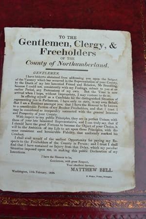 To the gentlemen, clergy, & freeholders of the County of Northumberland. Gentlemen, I have hither...