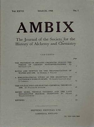 Bild des Verkufers fr AMBIX, VOL. XXVII: The Journal of the Society for the Study of Alchemy and Early Chemistry zum Verkauf von By The Way Books