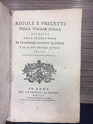 Regole e precetti della volgar poesia. 1765.