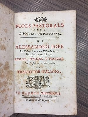 Pope Alessandro. Pope's pastorals and a discourse on paroral.