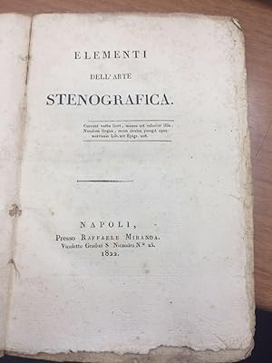 [Caterino Luigi]. Elementi dell'arte stenografica. Raro e ricercato. 1822