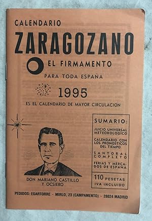 Imagen del vendedor de ALMANAQUE EL FIRMAMENTO. Calendario Zaragozano para toda Espaa 1995 a la venta por Librera Sagasta