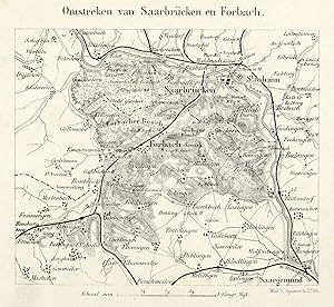 Saarbrücken. - Umgebungskarte. - Huber. - "Omstreken van Saarbrücken en Forbach".