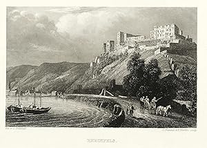 Imagen del vendedor de Sankt Goar. Teilansicht mit Burg Rheinfels. Simrock. Rheinfels a la venta por GALERIE HIMMEL