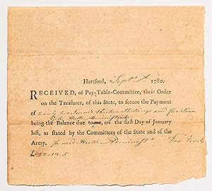 Seller image for Partially Printed Receipt for Payment to a Connecticut Revolutionary War Soldier for sale by Between the Covers-Rare Books, Inc. ABAA