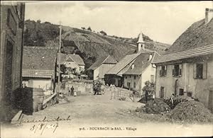 Ansichtskarte / Postkarte Bourbach le Bas Niederburbach Elsass Haut Rhin, Village, Kirche und Woh...