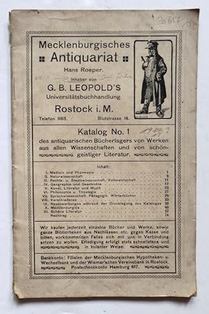 Mecklenburgisches Antiquariat Hans Roepen. Inhaber von G. B. Leopolds Universitätsbuchhandlung Ro...