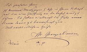 Eigenhändige Correspondenz-Karte m.U. "George Niemann". Wien 12.1.1890.