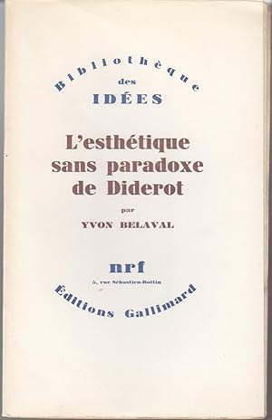 Bild des Verkufers fr L'esthtique sans paradoxe de Diderot zum Verkauf von le livre ouvert. Isabelle Krummenacher