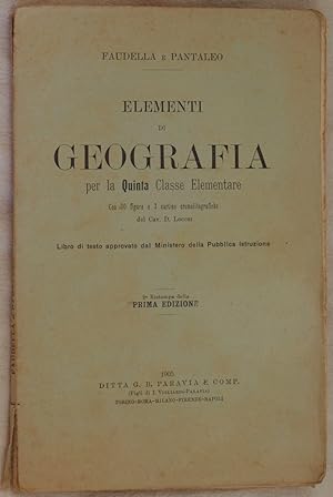 ELEMENTI DI GEOGRAFIA PER LA QUINTA CLASSE ELEMENTARE,