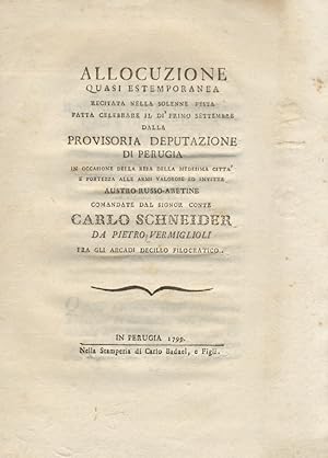 Allocuzione quasi estemporanea recitata nella solenne festa fatta celebrare il dì primo settembre...