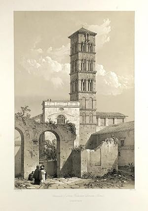 Imagen del vendedor de Campanile of Santa Francesca Romana - Rome. (Original-Tonlithographie von G. Moore nach D. Quaglio). a la venta por Antiquariat Heiner Henke