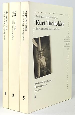 Imagen del vendedor de Kurt Tucholsky. Ein Verzeichnis seiner Schriften. Band 1 : Werkausgaben, Postume Sammlungen, Einzelausgaben und Notendrucke. Band 2 : Beitrge in Periodica, Anthologien und Sammlungen. Band 3 : Briefe und Tagebcher, bersetzungen, Register. a la venta por Antiquariat Heiner Henke