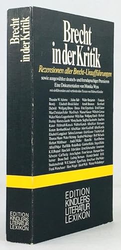 Immagine del venditore per Brecht in der Kritik. Rezensionen aller Brecht-Urauffhrungen sowie ausgewhlter deutsch- und fremdsprachiger Premieren. Eine Dokumentation von Monika Wyss mit einfhrenden und verbindenen Texten von Helmut Kindler. venduto da Antiquariat Heiner Henke